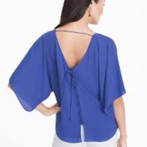 WHBM Lace-Up Back Kimono Blouse in Ultramarine size xs EUC - Picture 4 of 9